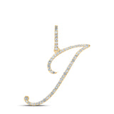 14kt White Gold Womens Round Diamond J Initial Letter Pendant 1/3 Cttw