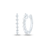 14kt White Gold Womens Round Pave-set Diamond Hoop Earrings 1/4 Cttw