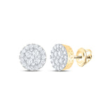 10kt Yellow Gold Round Diamond Cluster Earrings 5/8 Cttw