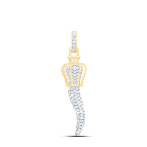 10kt Yellow Gold Mens Round Diamond Italian Horn Charm Pendant 1/2 Cttw