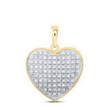 10kt Yellow Gold Womens Round Diamond Heart Pendant 1/4 Cttw