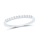 14kt White Gold Womens Round Diamond Wedding Anniversary Band Ring 1/6 Cttw