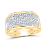 10kt Yellow Gold Mens Round Diamond Flat Top Band Ring 1/4 Cttw