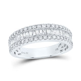 14kt White Gold Womens Baguette Diamond Fashion Anniversary Ring 1 Cttw