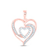 10kt Rose Gold Womens Round Diamond Heart Pendant 1/6 Cttw