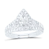14kt White Gold Pear Diamond Halo Bridal Wedding Ring Band Set 1-1/2 Cttw