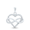 Sterling Silver Womens Round Diamond Heart Pendant 1/6 Cttw