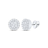 10kt White Gold Round Diamond Cluster Earrings 5/8 Cttw