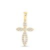 10kt Yellow Gold Womens Round Diamond Cross Pendant 1/6 Cttw