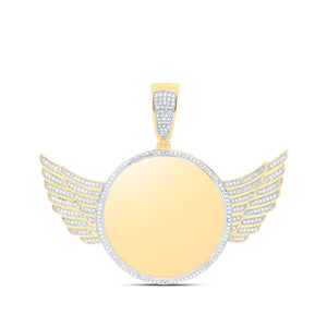 10kt Yellow Gold Mens Round Diamond Wing Memory Circle Charm Pendant 3/4 Cttw