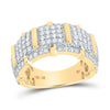 10kt Yellow Gold Mens Round Diamond Pave Band Ring 2 Cttw