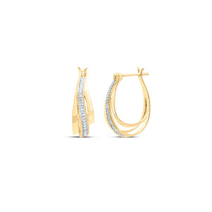 10kt Yellow Gold Womens Round Diamond Hoop Earrings 1/10 Cttw