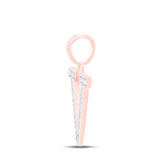 10kt Rose Gold Womens Round Diamond Initial V Letter Pendant 1/20 Cttw