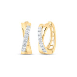 10kt Yellow Gold Womens Round Diamond Hoop Earrings 1/6 Cttw