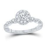 14kt White Gold Round Diamond Halo Bridal Wedding Engagement Ring 1 Cttw