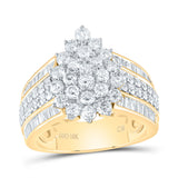 10kt Yellow Gold Womens Round Diamond Cluster Ring 2 Cttw