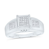 Sterling Silver Womens Round Diamond Square Ring 1/6 Cttw