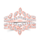 14kt Rose Gold Womens Round Diamond Wrap Enhancer Wedding Band 1 Cttw