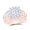 10kt Rose Gold Round Diamond Cluster Bridal Wedding Engagement Ring 2 Cttw