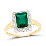 10kt Yellow Gold Womens Emerald Synthetic Emerald Solitaire Ring 1-3/4 Cttw