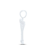 10kt White Gold Womens Round Diamond Initial Y Letter Pendant 1/12 Cttw