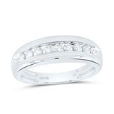 10kt White Gold Mens Round Diamond Single Row Wedding Anniversary Band Ring 1/2 Cttw