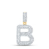 10kt Yellow Gold Mens Baguette Diamond B Initial Letter Pendant 5/8 Cttw