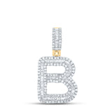 10kt Yellow Gold Mens Baguette Diamond B Initial Letter Pendant 5/8 Cttw