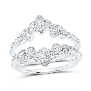 10kt White Gold Womens Round Diamond Wrap Enhancer Wedding Band 1/2 Cttw