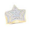 10kt Yellow Gold Mens Baguette Diamond Statement Star Ring 1-1/4 Cttw