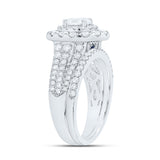 14kt White Gold Oval Diamond Halo Bridal Wedding Ring Band Set 2 Cttw