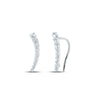 10kt White Gold Womens Round Diamond Graduated Climber Earrings 1/2 Cttw
