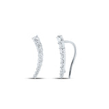 10kt White Gold Womens Round Diamond Graduated Climber Earrings 1/2 Cttw
