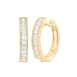 10kt Yellow Gold Womens Round Diamond Hoop Earrings 1/4 Cttw