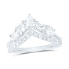 14kt White Gold Womens Princess Diamond Chevron Fashion Ring 1-3/8 Cttw