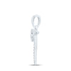 10kt White Gold Womens Round Diamond T Initial Letter Pendant 1/12 Cttw