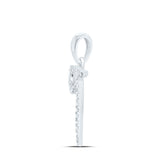 10kt White Gold Womens Round Diamond T Initial Letter Pendant 1/12 Cttw