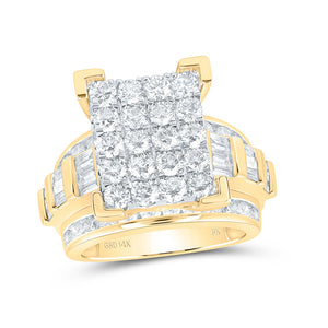 10kt Yellow Gold Round Diamond Cluster Bridal Wedding Engagement Ring 3 Cttw