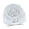 Sterling Silver Mens Round Diamond Circle Fashion Ring 1/10 Cttw