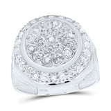 Sterling Silver Mens Round Diamond Circle Fashion Ring 1/10 Cttw