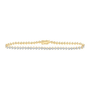 10kt Yellow Gold Womens Round Diamond 7-inch Heart Bracelet 7/8 Cttw