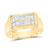 10kt Yellow Gold Mens Round Diamond Double Row Band Ring 7/8 Cttw