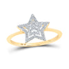 10kt Yellow Gold Womens Round Diamond Star Ring 1/20 Cttw