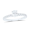 14kt White Gold Oval Diamond Solitaire Bridal Wedding Engagement Ring 3/4 Cttw