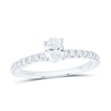 14kt White Gold Oval Diamond Solitaire Bridal Wedding Engagement Ring 3/4 Cttw