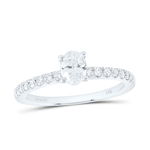 14kt White Gold Oval Diamond Solitaire Bridal Wedding Engagement Ring 3/4 Cttw