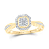 10kt Yellow Gold Womens Round Diamond Octagon Cluster Ring 1/10 Cttw