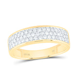 10kt Yellow Gold Womens Round Diamond Pave Band Ring 1/2 Cttw