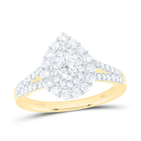14kt Yellow Gold Pear Diamond Halo Bridal Wedding Engagement Ring 1 Cttw