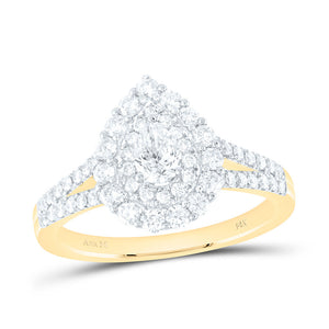 14kt Yellow Gold Pear Diamond Halo Bridal Wedding Engagement Ring 1 Cttw